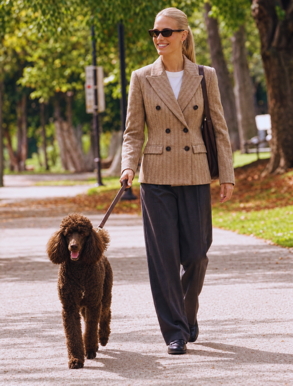 Customer wearing The Prima blazer